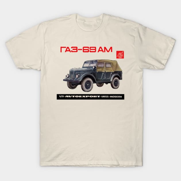 GAZ-69 AM Vintage Ad T-Shirt by Drafted Offroad